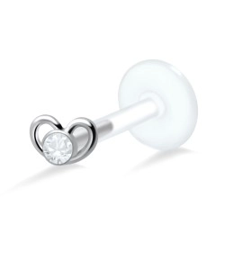 Stone Set Heart Shaped Labrets Push-in LA-735